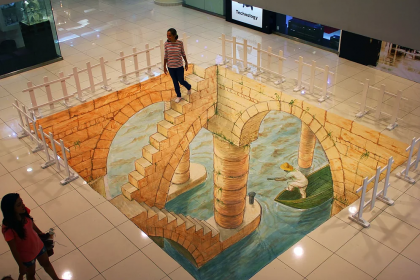 3D Kunst am Boden in einem Einkaufszentrum