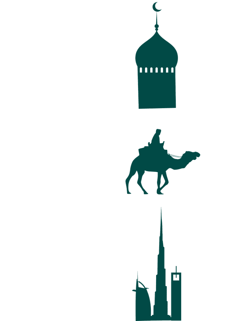 Arabian Dreams Silhouetten Moschee Kamel Hochhäuser